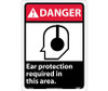 Danger: Ear Protection Required In This Area (W/Graphic) - 14X10 - Rigid Plastic - DGA4RB