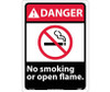 Danger No Smoking Or Open Flame 14X10 .040 Alum