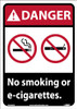 Danger: No Smoking Or E-Cigarettes - 14X10 - Pressure Sensitive Vinyl - DGA66PB