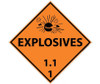 Placard - Explosives 1.1 1 - 10.75X10.75 - PS Vinyl - DL130P