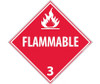 Placard - Flammable 3 - 10 3/4X10 3/4 - Rigid Plastic - DL158R