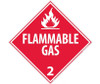 Placard - Flammable Gas 2 - 10.75X10.75 - PS Vinyl - DL46P