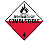 Placard - Spontaneously Combustible 4 - 10.75X10.75 - PS Vinyl - DL48P