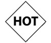 Placard - Hot - 10 3/4X10 3/4 - Rigid Plastic - DL76R