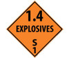 Placard - 1.4 Explosives S 1 - 10.75X10.75 - PS Vinyl - DL94P