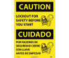 Caution Lockout For Safety Before You Start (Bilingual) 20X14 Ps Vinyl