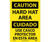 Caution: Hard Hat Area Bilingual - 14X10 - PS Vinyl - ESC31PB