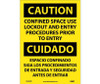 Caution: Confined Space Use Lockout And Entry Procedures Prior To Entry Bilingual - 14X10 - PS Vinyl - ESC444PB