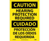 Caution: Hearing Protection Required Bilingual - 14X10 - PS Vinyl - ESC513PB