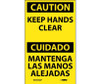 Caution: Keep Hands Clear Bilingual - 5X3 - PS Vinyl - Pack of 5 - ESC536AP
