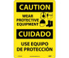 Caution: Wear Protective Equipment Bilingual - Graphic - 14X10 - .040 Alum - ESC653AB