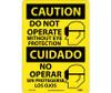 Caution: Do Not Operate Without Eye Protection (Graphic) - Bilingual - 14X10 - .040 Alum - ESC711AB