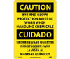 Caution: Eye And Glove Protection Must Be Worn When Handling Chemicals - Bilingual - 14X10 - .040 Alum - ESC714AB