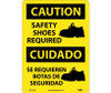 Caution: Safety Shoes Required (Graphic) - Bilingual - 14X10 - .040 Alum - ESC719AB