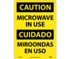 Caution: Microwave In Use - Bilingual - 14X10 - .040 Alum - ESC720AB