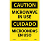 Caution Microwave In Use Bilingual 14X10 Ps Vinyl