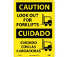 Caution: Look Out For Forklifts - Graphic - Bilingual - 14X10 - .040 Alum - ESC722AB