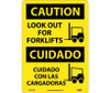 Caution Look Out For Forklifts Graphic Bilingual 14X10 .040 Alum