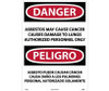 Peligro Asbestos May Cause Cancer Causes  Authorized Personnel Only - 20 X 28 - .040 Alum - SPD22AD