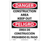 Danger: Construction Area Keep Out (Bilingual) - 14X10 - Rigid Plastic - ESD266RB