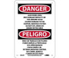 Danger: Peligro Lead Work Area May Damage Fertility  Do Not Eat - Drink Or Smoke In This Area (Bilingual) - 10 X 7 - PS Vinyl - ESD26P