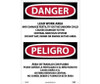 Danger: Peligro Lead Work Area May Damage Fertility  Do Not Eat - Drink Or Smoke In This Area (Bilingual) - 20 X 14 - PS Vinyl - ESD26PC