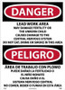 Danger: Peligro Lead Work Area May Damage Fertility  Do Not Eat - Drink Or Smoke In This Area (Bilingual) - 28 X 20 - PS Vinyl - ESD26PD