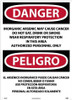 Danger: Peligro Inorganic Arsenic May Cause Cancer  Authorized Personnel Only (Bilingual) - 28 X 20 - PS Vinyl - ESD32PD