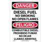 Danger: Diesel Fuel No Smoking No Open Flames - Bilingual - 14X10 - PS Vinyl - ESD467PB
