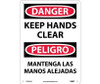 Danger: Keep Hands Clear - Bilingual - 14X10 - .040 Alum - ESD654AB