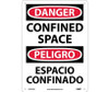 Danger: Confined Space - Bilingual - 14X10 - Rigid Plastic - ESD670RB