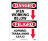 Danger: Men Working Below (Graphic) Bilingual - 14X10 - .040 Alum - ESD675AB