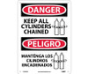 Danger: Keep All Cylinders Chained (Graphic) - Bilingual - 14X10 - Rigid Plastic - ESD683RB
