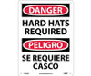 Danger: Hard Hats Required - Bilingual - 14X10 - Rigid Plastic - ESD689RB