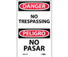 Danger: No Trespassing - Bilingual - 5X3 - PS Vinyl - Pack of 5 - ESD81AP