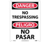 Danger: No Trespassing (Bilingual) - 14X10 - Rigid Plastic - ESD81RB