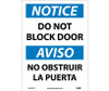 Notice: Do Not Block Door - Bilingual - 14X10 - PS Vinyl - ESN372PB