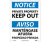 Notice: Private Property Keep Out - Bilingual - 14X10 - .040 Alum - ESN374AB