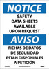 Notice: Safety Data Sheets Available Upon Request (Bilingual) - 14X10 - PS Vinyl - ESN444PB