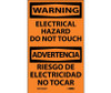 Warning: Electrical Hazard Do Not Touch Bilingual - 5X3 - PS Vinyl - Pack of 5 - ESW500AP