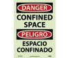 Danger: Confined Space - Bilingual - 14X10 - PS Glow Vinyl - GESD100PB