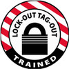 Hard Hat Label - Lock-Out Tag-Out Trained - 2" Dia - Reflective PS Vinyl - Pack of 25 - HH140R