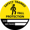 Hard Hat Label - Safety Trained Fall Protection Name Date Trained - 2" Dia - Reflective PS Vinyl - Pack of 25 - HH147R