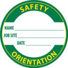 Hard Hat Label -Safety Orientation Name: Job Site: Date: - 2" Dia - Reflective PS Vinyl - Pack of 25 - HH168R