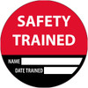 Hard Hat Emblem - Safety Trained Name Date Trained - 2" Dia - PS Vinyl - HH169