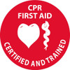 Hard Hat Label - Cpr First Aid Certified And Trained - 2"Dia. Reflective PS Vinyl - Pack of 25 - HH55R