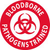 Hard Hat Label - Blood Bourne Pathogens Trained - 2"Dia. Reflective PS Vinyl - Pack of 25 - HH64R