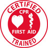 Hard Hat Label - Certified Cpr First Aid Trained - 2"Dia. Reflective PS Vinyl - Pack of 25 - HH65R