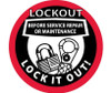 Hard Hat Emblem Lockout Before Service Repair Or Maintenance Lock It Out 2 Dia Ps Vinyl 25/Pk