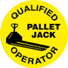 Hard Hat Label - Qualified Pallet Jack Operator - 2"Dia. Reflective PS Vinyl - Pack of 25 - HH85R